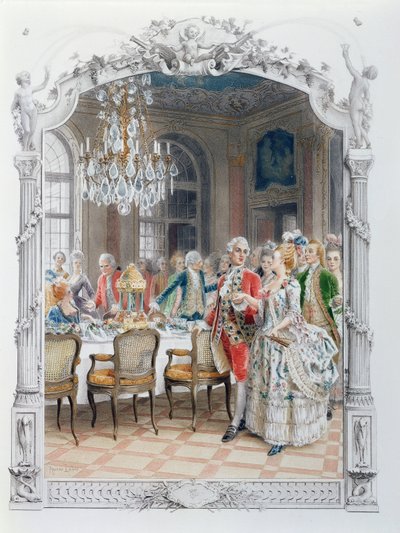 Elegantes Mahl während des 18. Jahrhunderts, Illustration aus 
